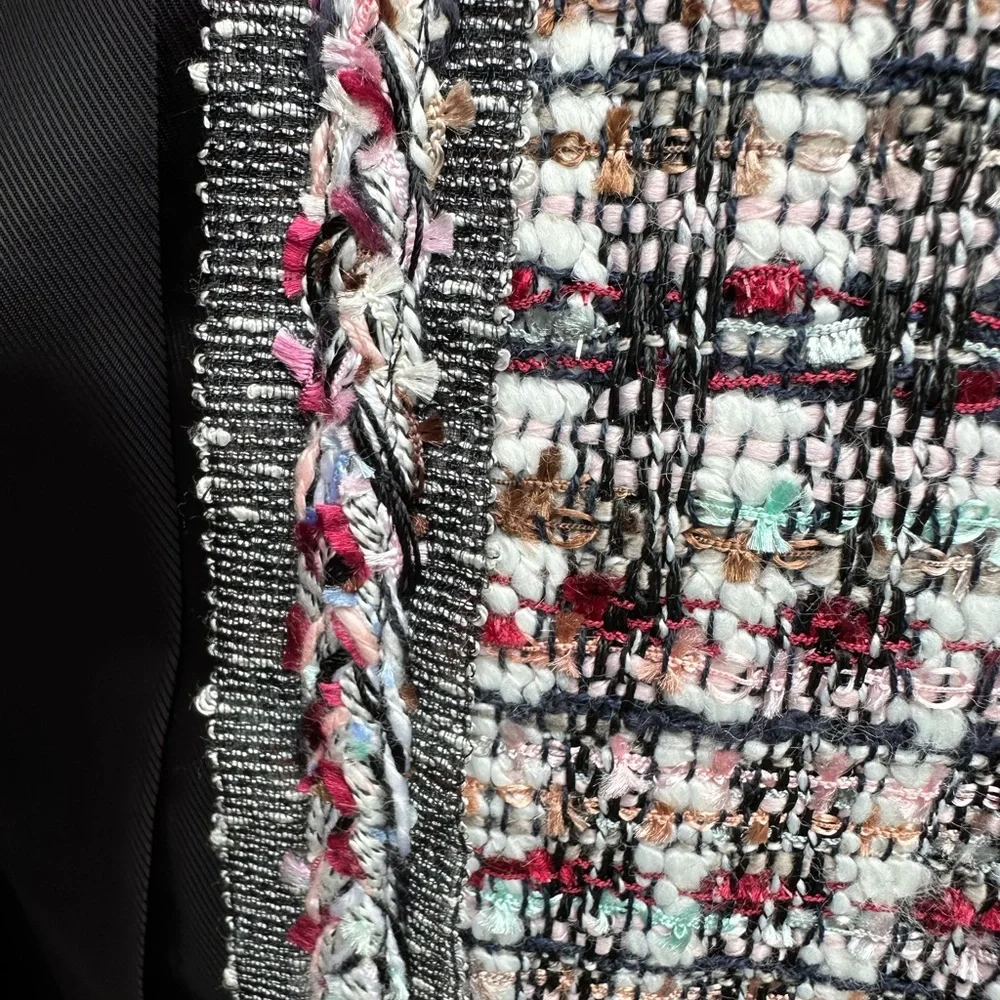 Talbots Adele Tweed lady jacket Blazer Collarless EUC Size 12 - Picture 9 of 12